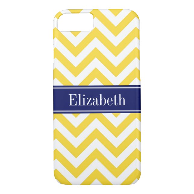 Pineapple White LG Chevron Navy Blue Name Monogram Case-Mate iPhone Case (Back)