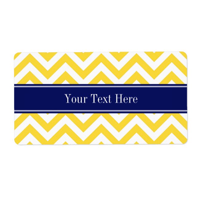 Pineapple White LG Chevron Navy Blue Name Monogram Label (Front)