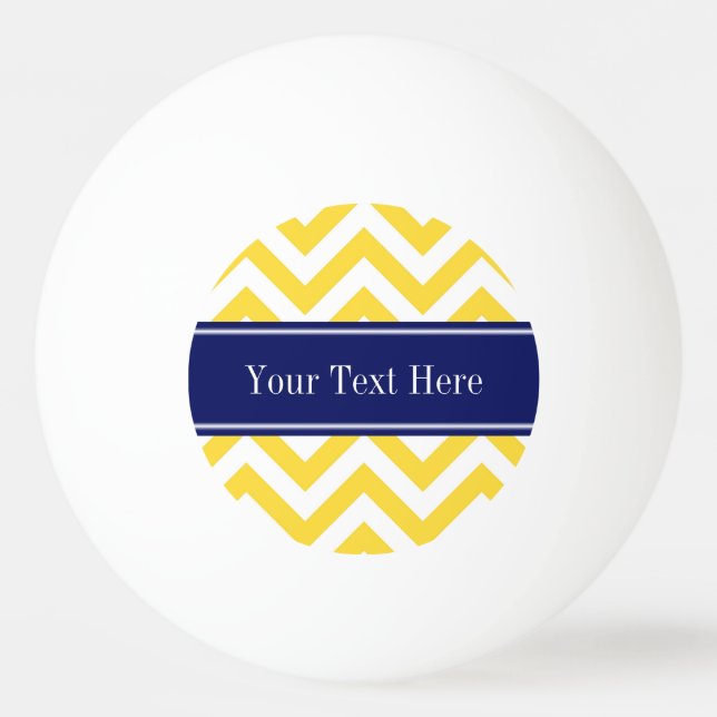Pineapple White LG Chevron Navy Blue Name Monogram Ping-Pong Ball (Front)