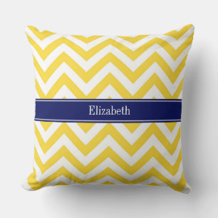 Pineapple White LG Chevron Navy Blue Name Monogram Throw Pillow