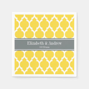 Pineapple White Moroccan #4 Charcoal Name Monogram Paper Napkins