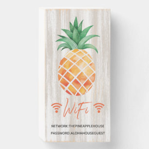 Pineapple White Wood WIFI Password Sign