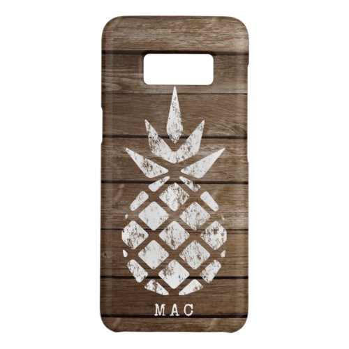 Pineapple Whitewash on Faux Weathered Wood Case_Mate Samsung Galaxy S8 Case