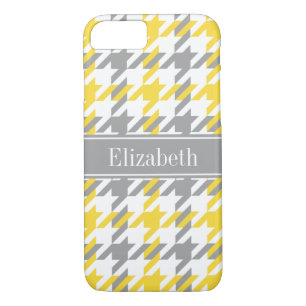 Pineapple Wht Dk Gray Houndstooth Name Monogram iPhone 8/7 Case