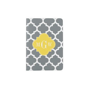 Pineapple Wht Moroccan #5 3 Initial Monogram Passport Holder