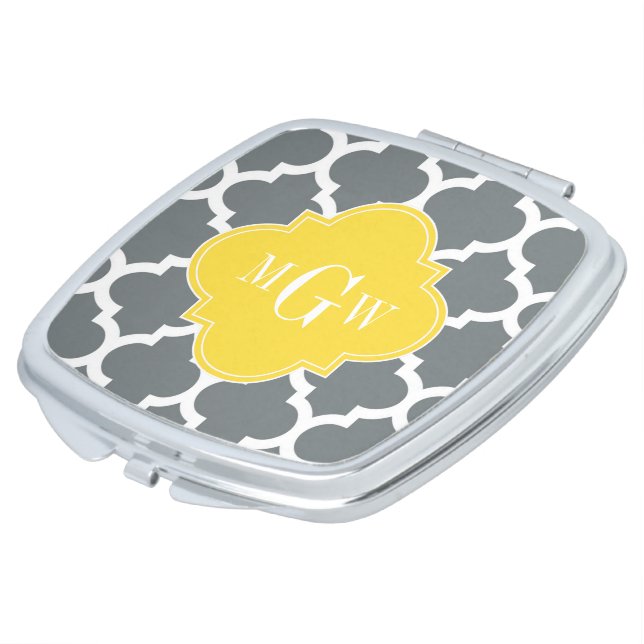 Pineapple Wht Moroccan #5 3 Initial Monogram Vanity Mirror (Turned)