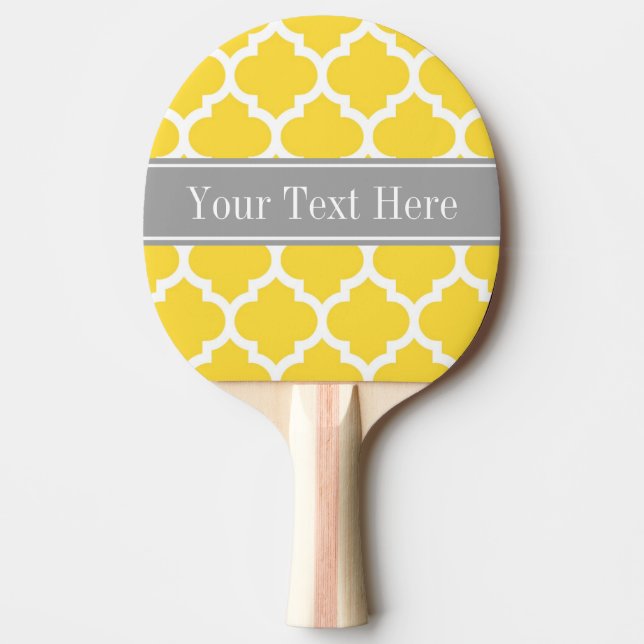 Pineapple Wht Moroccan #5 Dk Gray Name Monogram Ping-Pong Paddle (Front)