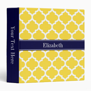 Pineapple Wht Moroccan #5 Navy Blue Name Monogram Binder