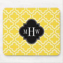 Pineapple Wht Moroccan #6 Black 3 Initial Monogram