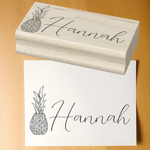 Pineapple with a Custom Signature Name Hannah Rubber Stamp