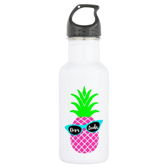 Pineapple with "DIVAtude" Water Bottle (Front)