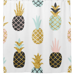 Pineapple with gold glitter, creative pattern. shower curtain