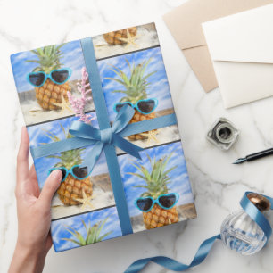 Pineapple with Heart Sunglasses Wrapping Paper
