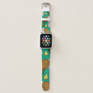 Pineapple with leaves, little chunks. Seamless pat Apple Watch Band