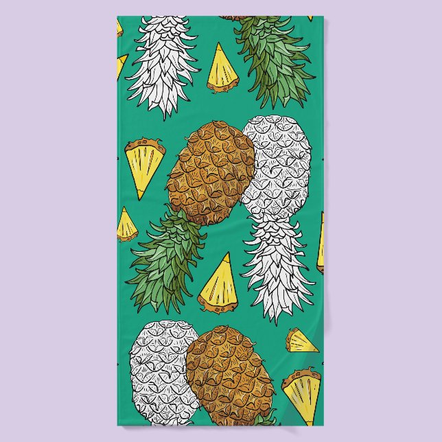 Pineapple with leaves, little chunks. Seamless pat Bath Towel (Bath Towel)