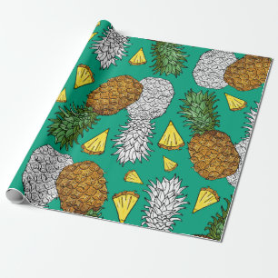 Pineapple with leaves, little chunks. Seamless pat Wrapping Paper