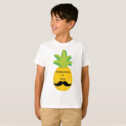 Pineapple with Mustache Homeschool is Cool T_Shirt