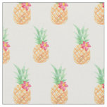 Pineapple with Pink Flower Seamless Pattern Fabric