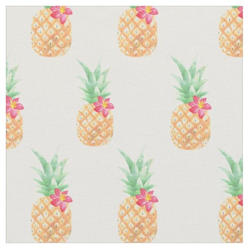 Pineapple with Pink Flower Seamless Pattern Fabric