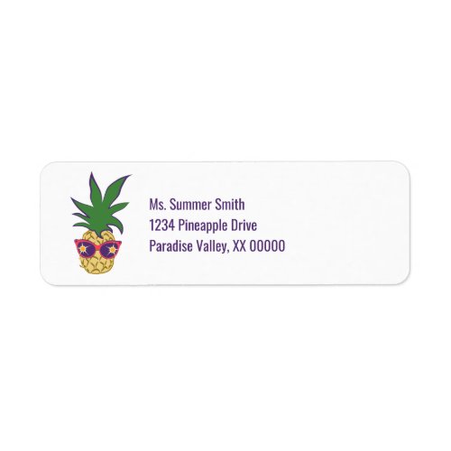 Pineapple with Sunglasses Personalized Label