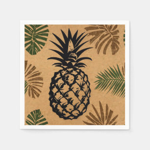 Pineapple with Tropical Leaves Napkins