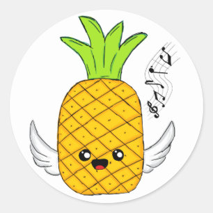 Pineapple with wings classic round sticker