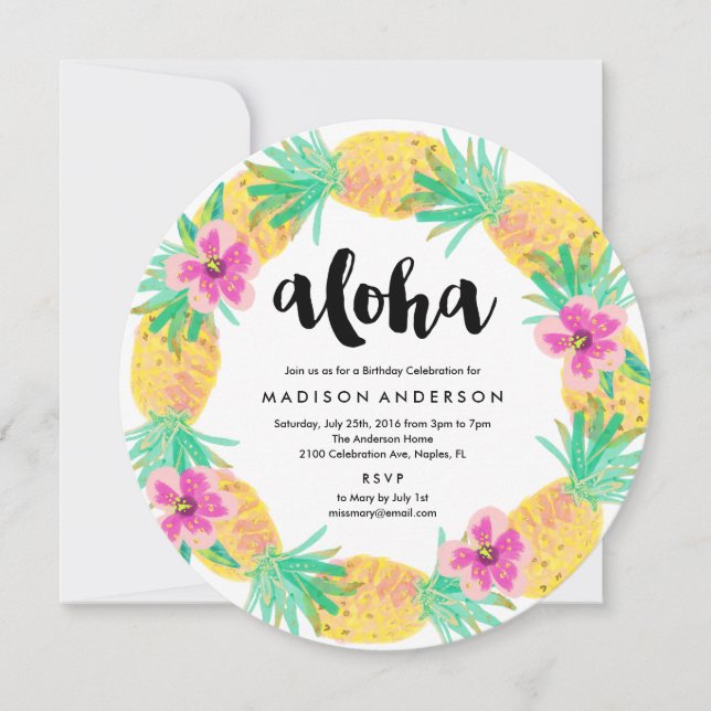 Pineapple Wreath Party Invitation (Front)