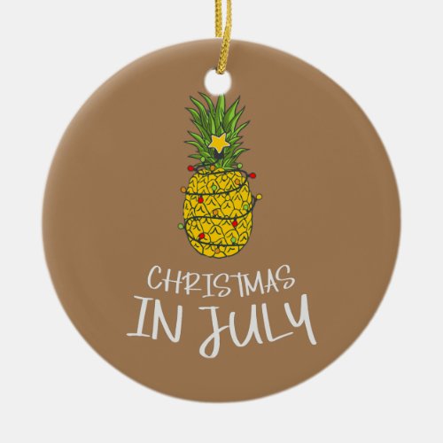 Pineapple Xmas Tree Summer Christmas in July Ceramic Ornament