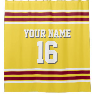 Pineapple Yellow Burgundy Stripes Sports Jersey Shower Curtain