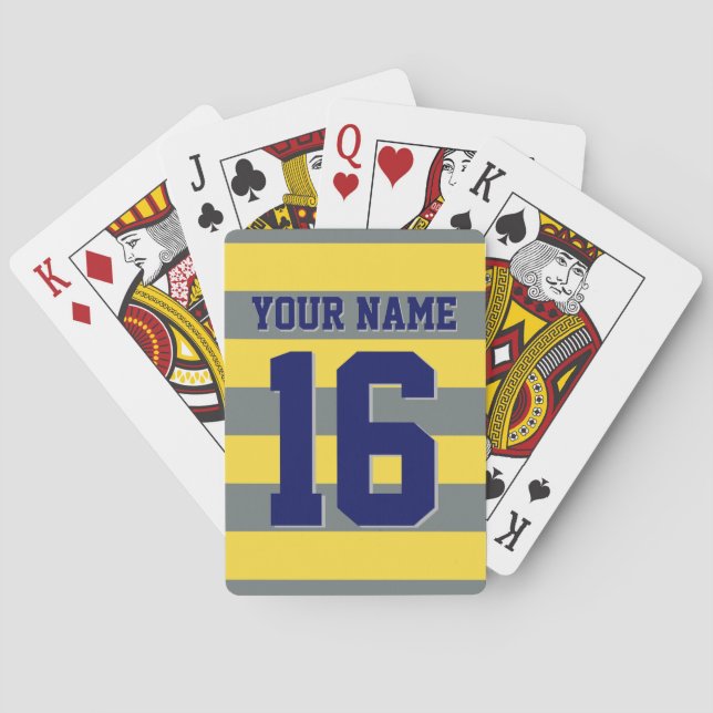 Pineapple Yellow Charcoal Navy Team Jersey Stripe Poker Cards (Back)