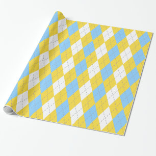 Pineapple Yellow Dk Gray Wht XL Argyle Wrapping Paper