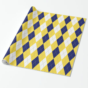 Pineapple Yellow Dk Gray Wht XL Argyle Wrapping Paper