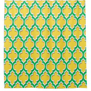 Pineapple Yellow Emerald Green XL Moroccan #4DS Shower Curtain