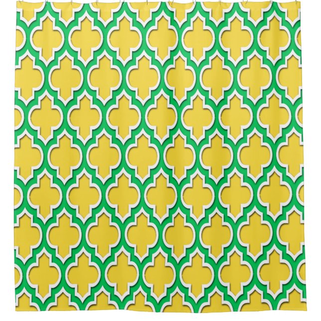 Pineapple Yellow Emerald Green XL Moroccan #4DS Shower Curtain (Front)