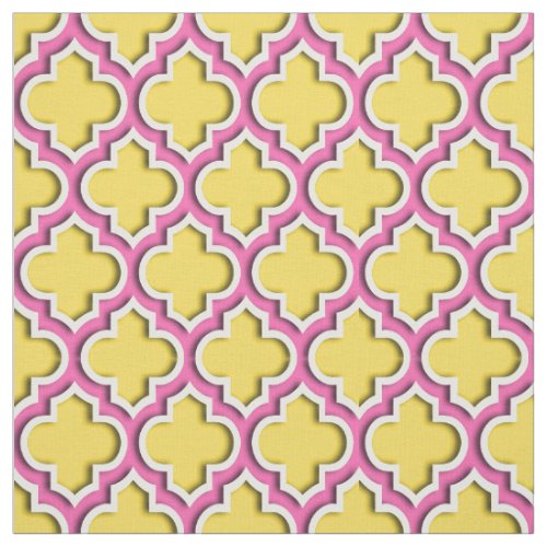Pineapple Yellow Hot Pink Moroccan Quatrefoil 5DS Fabric