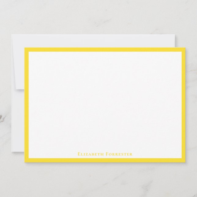 Pineapple Yellow Simple Minimalist Border Note  Card (Front)