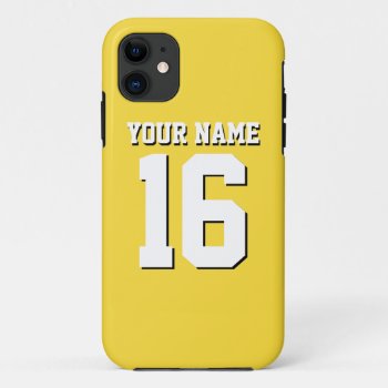 Pineapple Yellow Sporty Team Jersey Iphone 11 Case by FantabulousCases at Zazzle