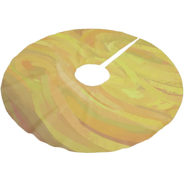Pineapple Yellow Swirl Brushed Polyester Tree Skirt (Angled)