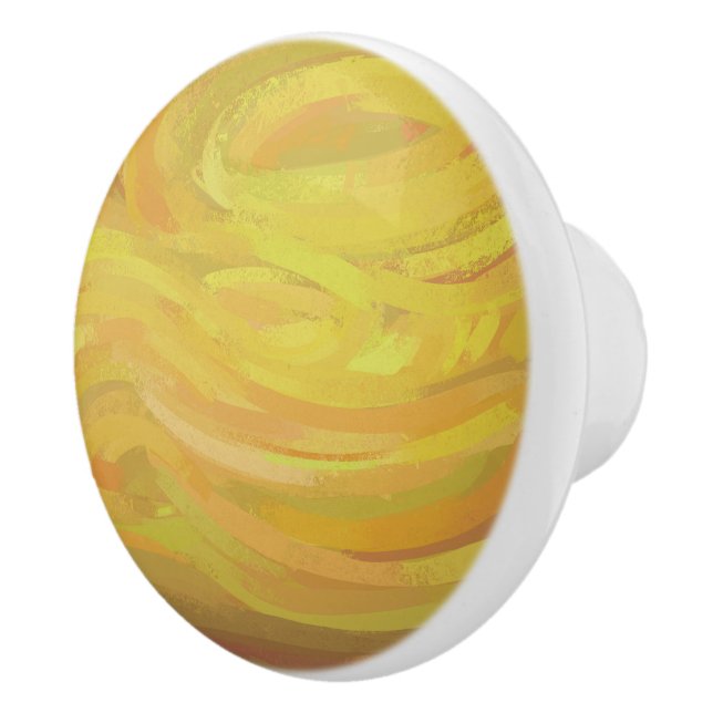 Pineapple Yellow Swirl Ceramic Knob (Right)
