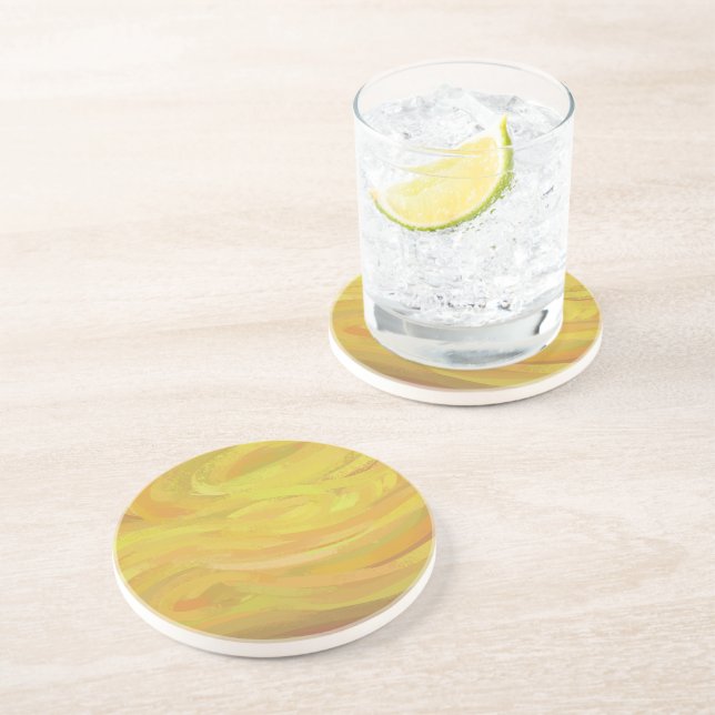 Pineapple Yellow Swirl Drink Coaster (Side)