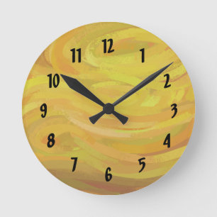 Pineapple Yellow Swirl Round Clock