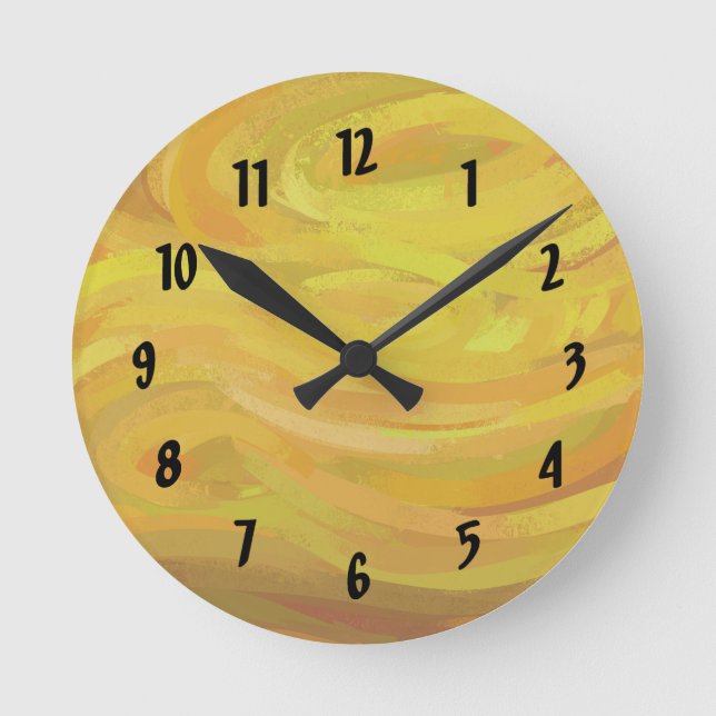 Pineapple Yellow Swirl Round Clock (Front)