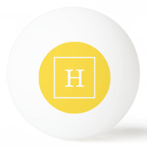 Pineapple Yellow White Framed Initial Monogram Ping Pong Ball