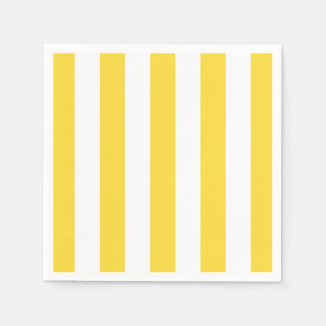 Pineapple Yellow White XL Stripes Pattern Napkins (Front)