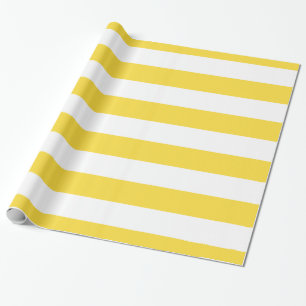 Pineapple Yellow, White XL Stripes Pattern Wrapping Paper