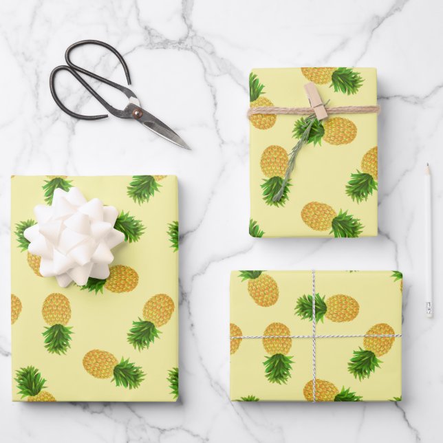 Pineapple Yellow Wrapping Paper Sheets (Front)