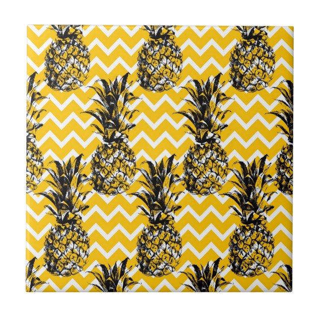 Pineapple Zigzags Ceramic Tile (Front)
