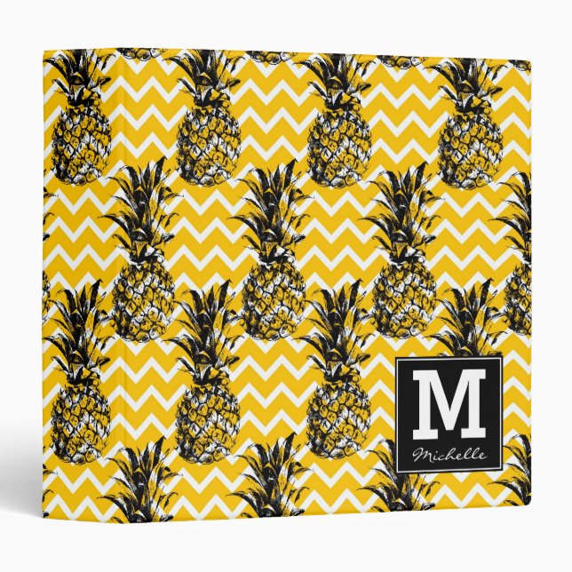 Pineapple Zigzags | Monogram 3 Ring Binder (Front/Spine)