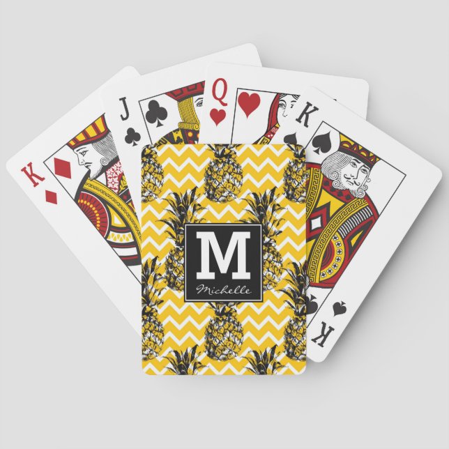 Pineapple Zigzags | Monogram Poker Cards (Back)