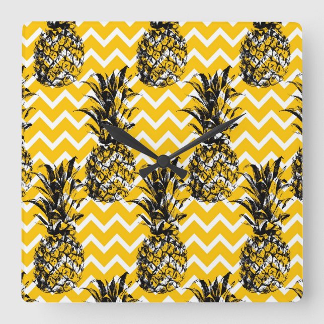 Pineapple Zigzags Square Wall Clock (Front)